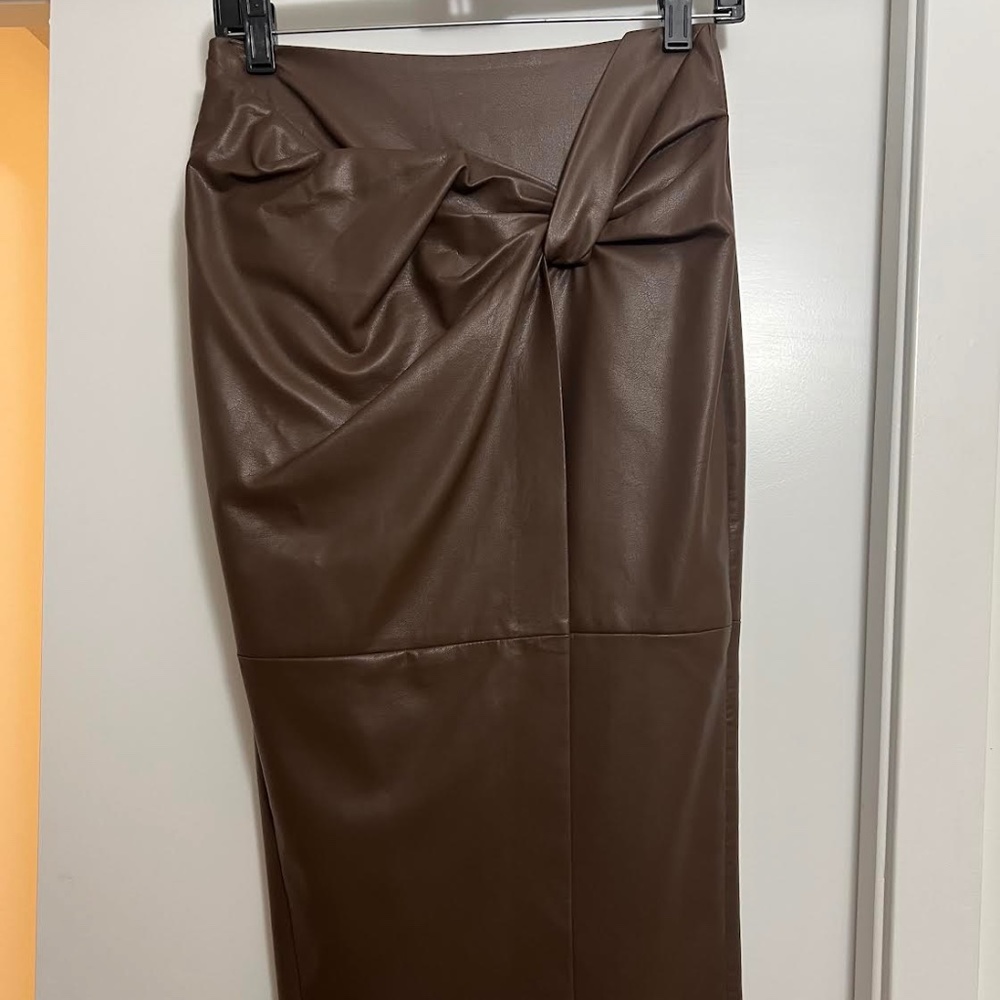 Brown (faux) Leather Skirt